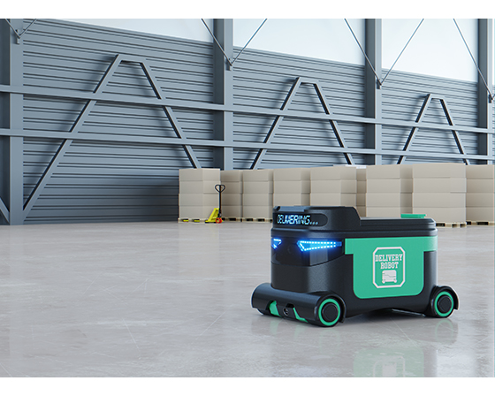Autonomous delivery robot in a warehouse