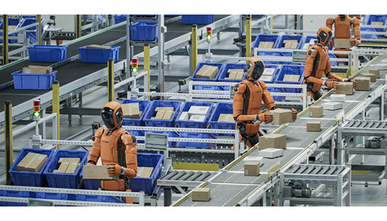 Humanoid Robots working in a factory